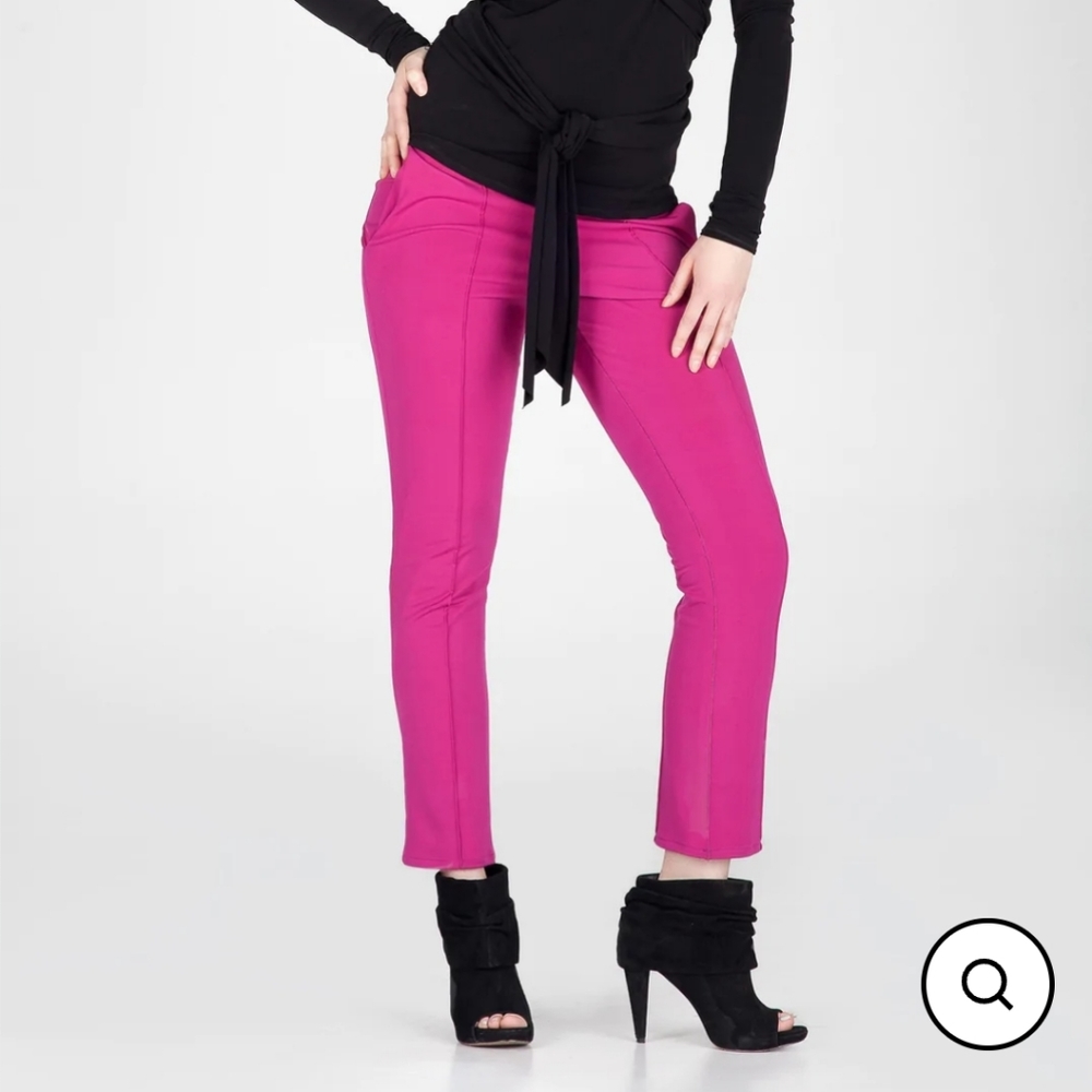Pin Stripe Cigarette Pants in Magenta by Eva Varro Small